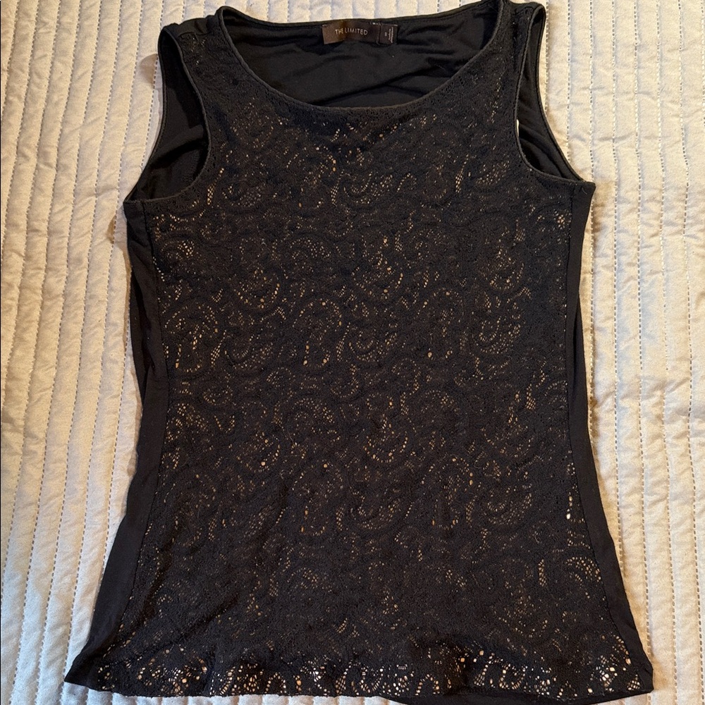 Cache Black Lace Tank Top